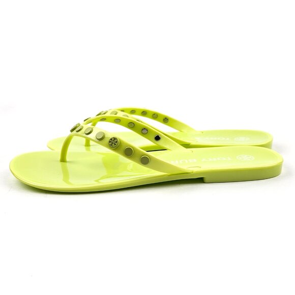 Tory Burch Studded Jelly Flip Flops Thong Sandals Lime Sherbet - Picture 3 of 8